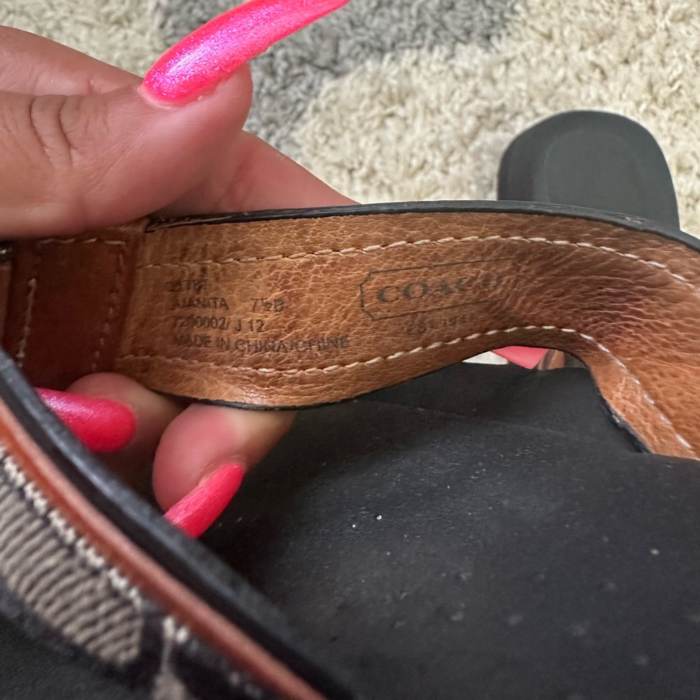 Coach Black and Brown Leather Sandals - Picture 4 of 5